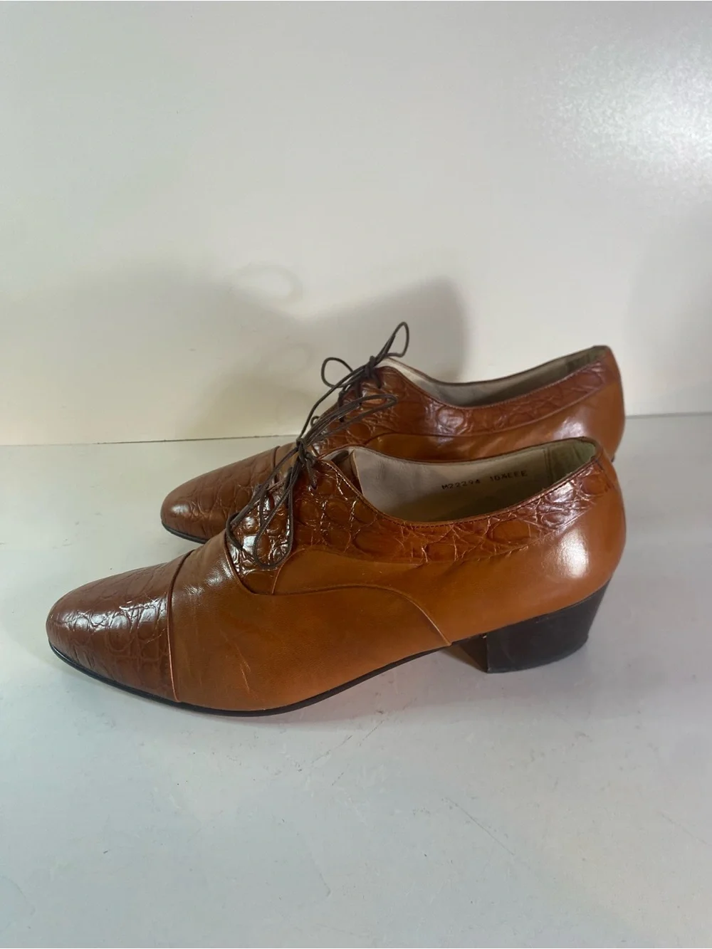 Vintage Carlo Morandi Genuine Eel Skin Lace Up Dress Shoes Italy Size 10.5